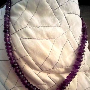 Beautiful Rondel Amethyst bead necklace 18” with 2” extender